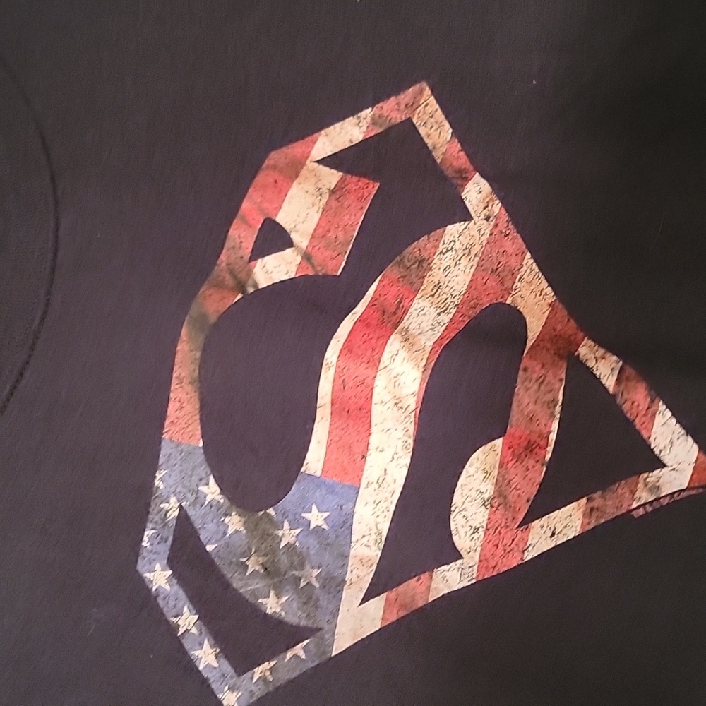 Mens Graphic Tee ss American Flag Superman Emblem Symbol Logo size XL 100 cotton - Picture 3 of 4